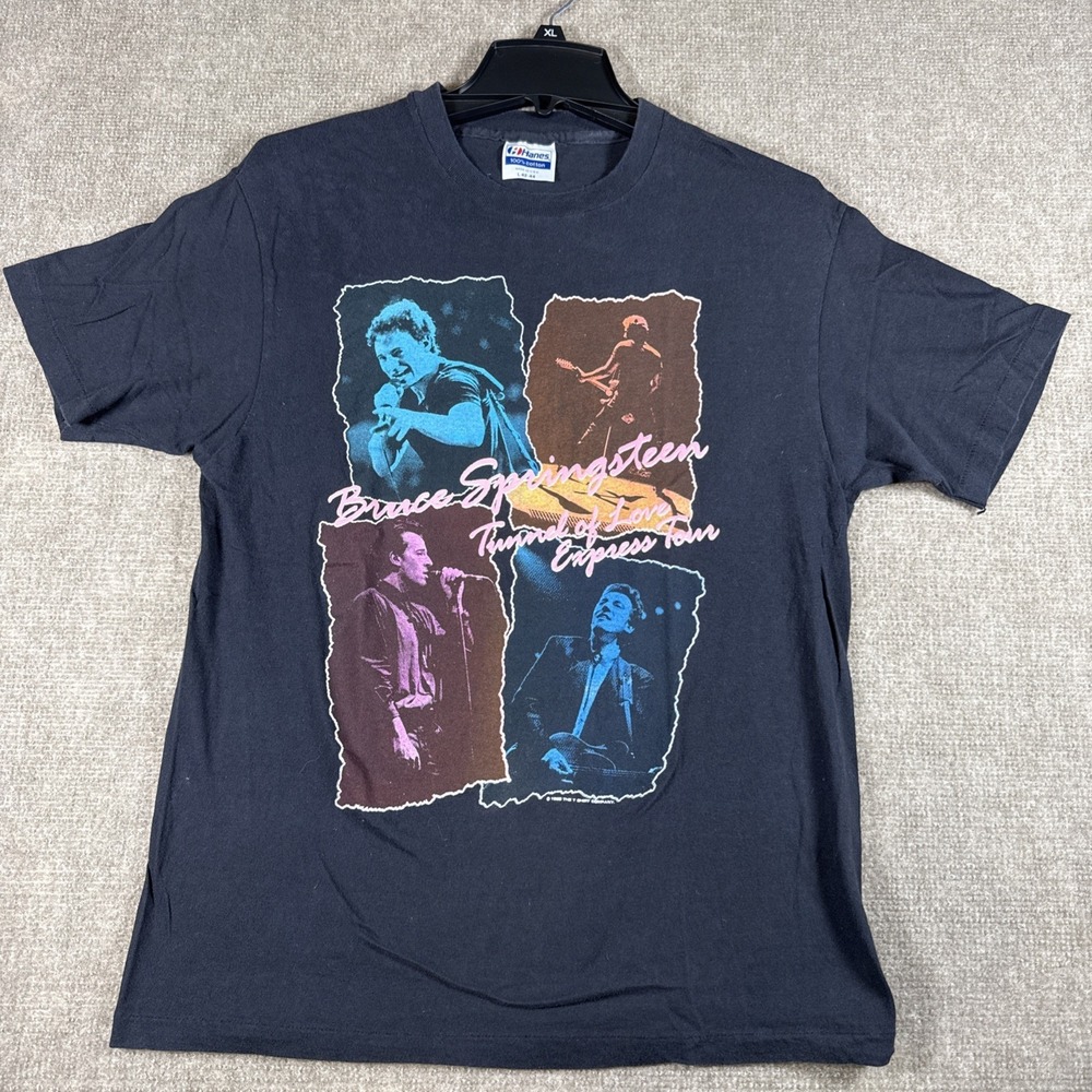 Vintage Bruce Springsteen Shirt Mens L Black Tunnel Of Love Express Tour 80s